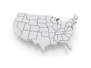 Three-dimensional map of USA.