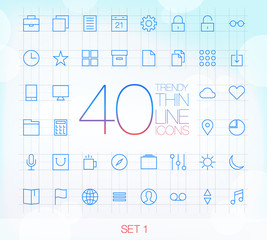 40 Trendy Thin Icons for web and mobile Set 1