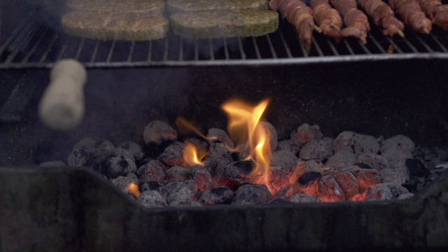 Burning grill, super slow motion shot at 240fps