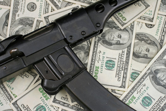 Gun On American Hundred Dollar Bills