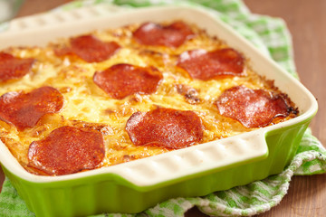Casserole with pepperoni