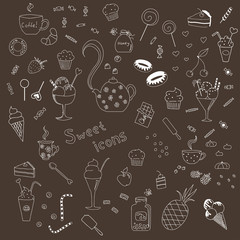 Vector icons of sweets. Sweet design. EPS 10
