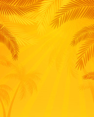 Vector Illustration of a Natural Background with Palm Trees - 55739257