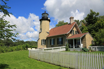 Historic White River lighthouse in Michigan, USA