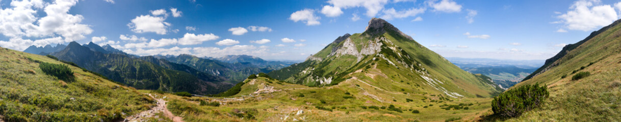 Fototapeta na wymiar Panorama of summer mountain ridge - High Tatras, Slovakia, EU