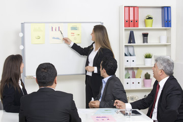 Woman making a business presentation to a group
