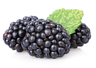 Sweet blackberries isolate on white