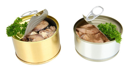 Open tin can, isolated on white