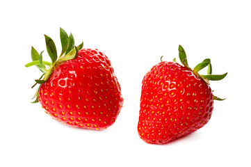 Two strawberry isolated on a white