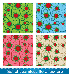 Seamless vector abstract flowers pattern.