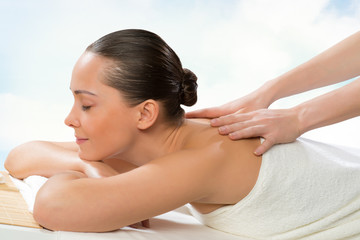 beautiful spa woman lying on the couch