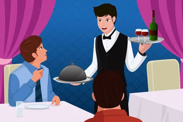 Papier Peint photo Lavable Restaurant Waiter in a restaurant serving customers