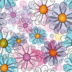 Stickers pour porte Fleurs abstraites Motif floral grunge printemps sans couture