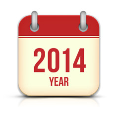 2014 Year Vector Calendar App Icon With Reflection