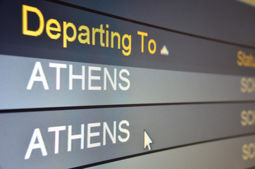 Fototapeta na wymiar Flight departing to Athens