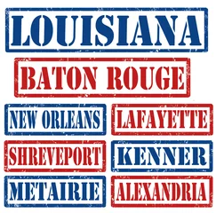 Fotobehang Louisiana Cities stamps © Balint Radu