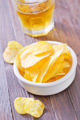 chips from potato with beer