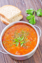 soup with meat and rice