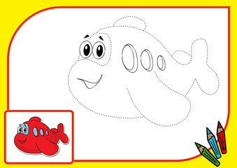 Coloring book dot airplane