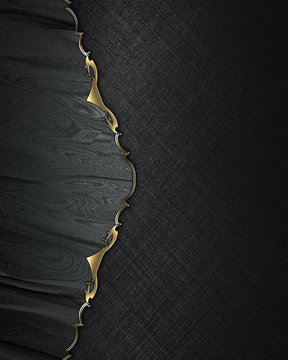 Black background with gold grunge line. Template for design