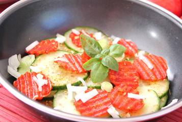 zucchinis mit Salami