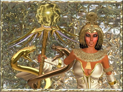 Imperial Goddess, holding a scepter with two gold snakes