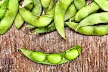 Green fresh soybeans