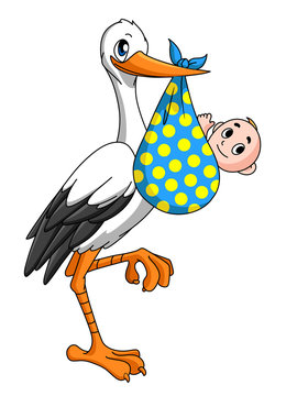 Stork with newborn baby
