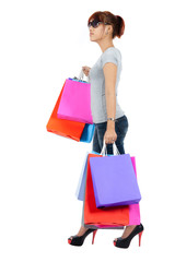 young asian woman with shopping bags