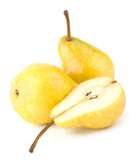 Fresh pears isolated on white background