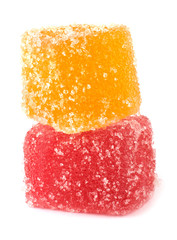 Delicious colorful marmalade isolated on white background