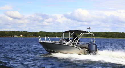 motor fast boat in baltic sea power boating