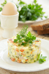 Russian traditional salad olivier