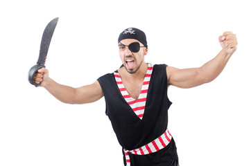Man in pirate costume in halloween concept