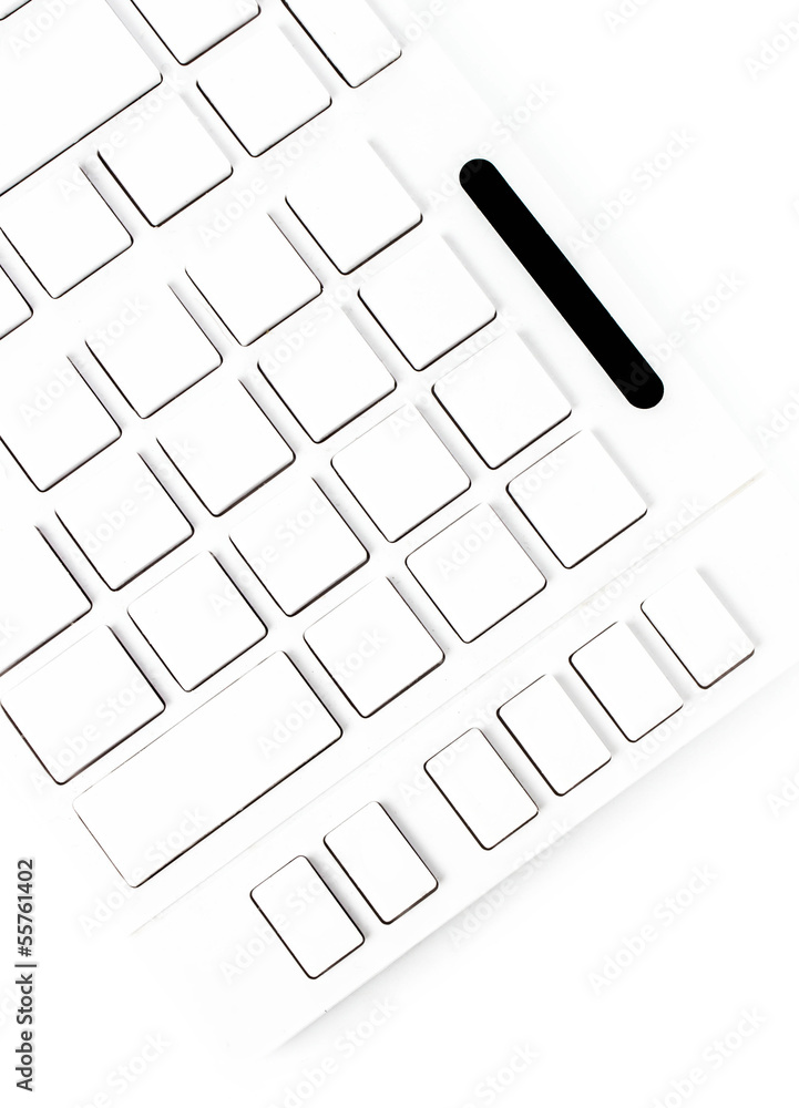 Poster closeup of a computer keyboard with blank keys. white keyboard i