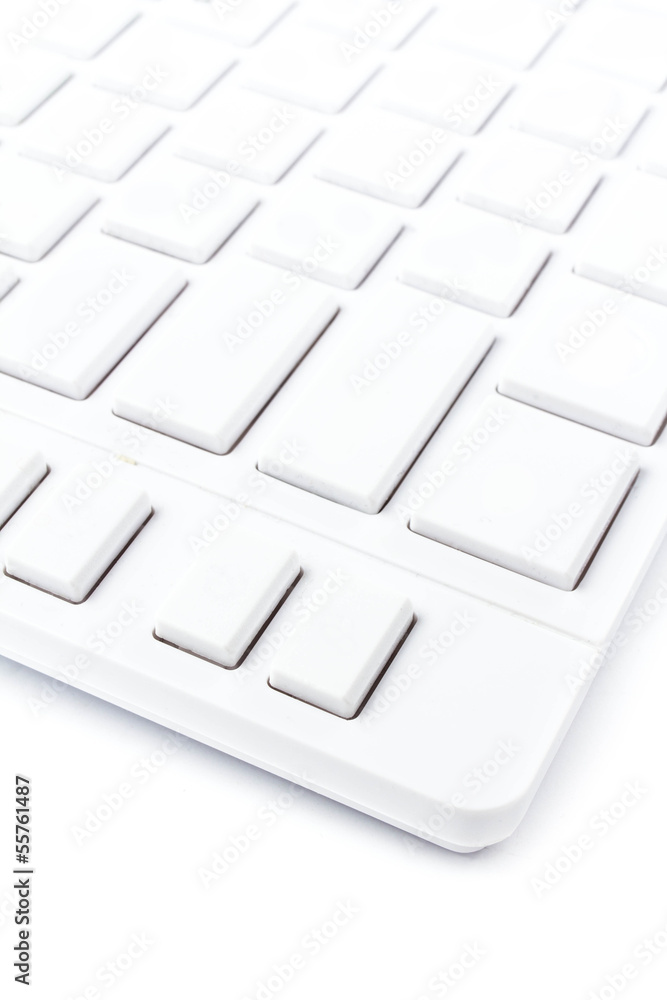 Fototapete closeup of a computer keyboard with blank keys. white keyboard i