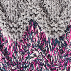 Knitted woolen fabric multicolor texture. High resolution Fabric