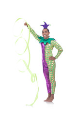 Clown with ribbon on white