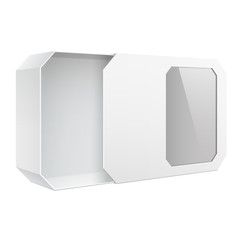 Light Realistic Package Cardboard Box with window. Vector