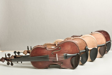 Beautiful violin lying on the floor