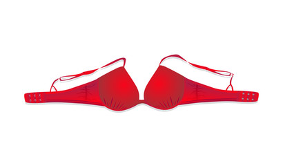 Isolated red bra on white background - illustration