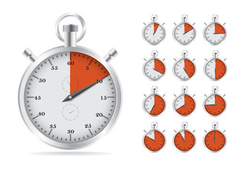 Realistic illustration of old fashioned analog stopwatch