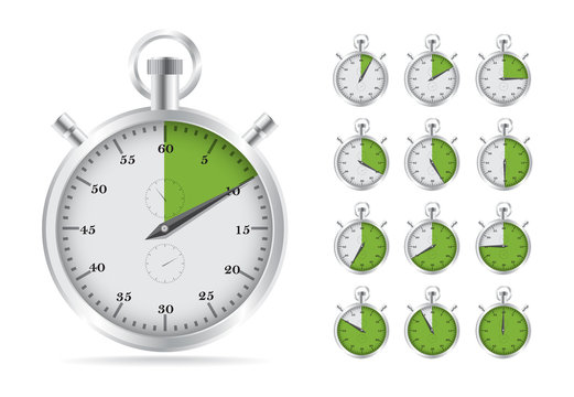 Realistic illustration of old fashioned analog stopwatch