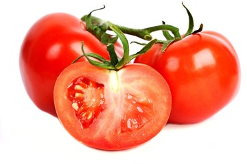 Fresh tomatoes isolated on white