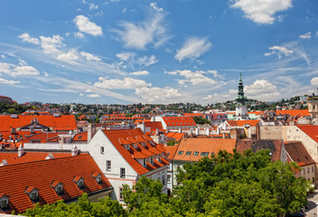 Fototapeta na wymiar widok z góry na zabytkowym centrum Bratysławy, Słowacja