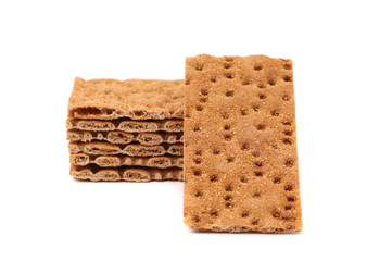 Stack of whole grain crisp bread.