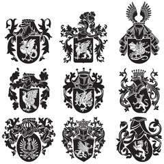 set of heraldic silhouettes No2