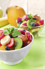 Sweet tasty fruit salad in the bowl