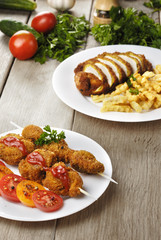Tasty fried chicken kebob