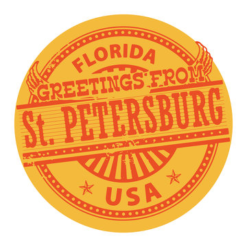 Grunge Stamp With Text Greetings From St. Petersburg, Florida